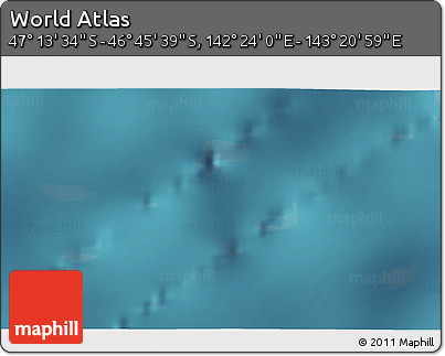 Satellite 3D Map of the Area around 46° 59' 36" S, 142° 52' 30" E