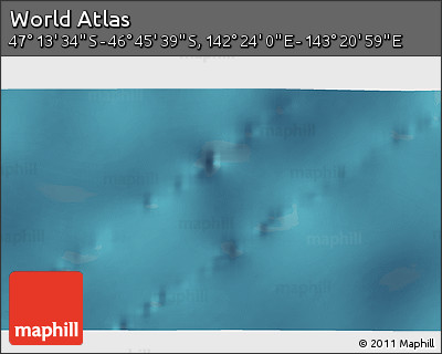 Satellite 3D Map of the Area around 46° 59' 36" S, 142° 52' 30" E