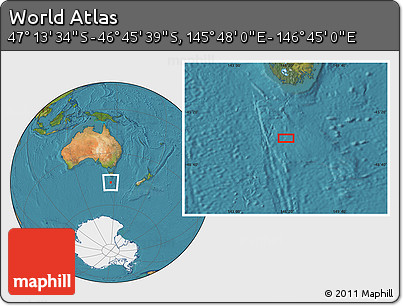 Satellite Location Map of the Area around 46° 59' 36" S, 146° 16' 30" E