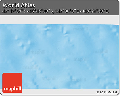 Physical 3D Map of the Area around 46° 59' 36" S, 147° 58' 29" E