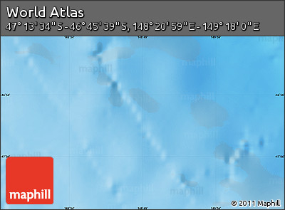 Physical Map of the Area around 46° 59' 36" S, 148° 49' 29" E