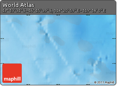 Physical Map of the Area around 46° 59' 36" S, 148° 49' 29" E