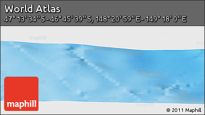Physical Panoramic Map of the Area around 46° 59' 36" S, 148° 49' 29" E