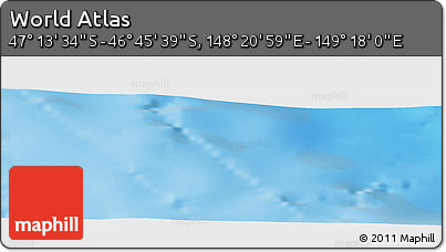 Physical Panoramic Map of the Area around 46° 59' 36" S, 148° 49' 29" E