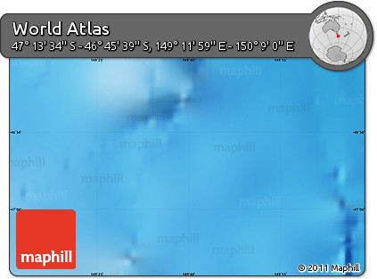 Physical Map of the Area around 46° 59' 36" S, 149° 40' 30" E