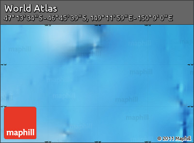 Physical Map of the Area around 46° 59' 36" S, 149° 40' 30" E