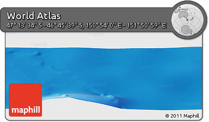 Physical Panoramic Map of the Area around 46° 59' 36" S, 151° 22' 30" E