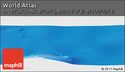 Physical Panoramic Map of the Area around 46° 59' 36" S, 151° 22' 30" E