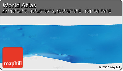 Physical Panoramic Map of the Area around 46° 59' 36" S, 151° 22' 30" E