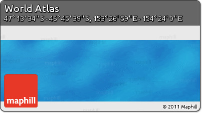 Physical Panoramic Map of the Area around 46° 59' 36" S, 153° 55' 30" E