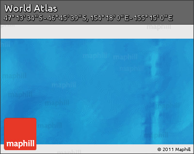 Physical 3D Map of the Area around 46° 59' 36" S, 154° 46' 30" E