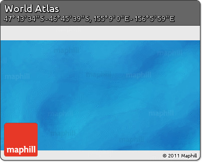 Shaded Relief 3D Map of the Area around 46° 59' 36" S, 155° 37' 30" E