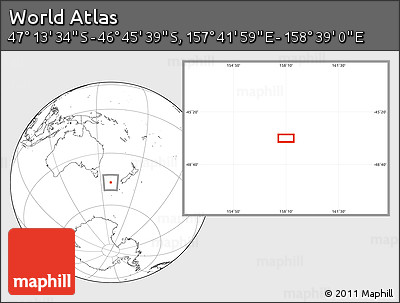 Blank Location Map of the Area around 46° 59' 36" S, 158° 10' 30" E
