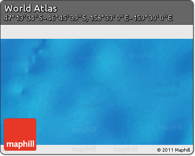 Physical 3D Map of the Area around 46° 59' 36" S, 159° 1' 30" E