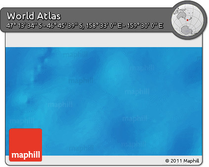 Shaded Relief 3D Map of the Area around 46° 59' 36" S, 159° 1' 30" E