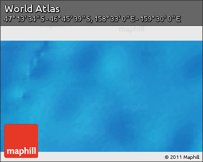 Shaded Relief 3D Map of the Area around 46° 59' 36" S, 159° 1' 30" E