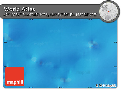Physical Map of the Area around 46° 59' 36" S, 162° 25' 30" E