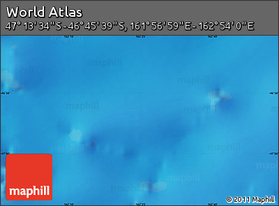 Physical Map of the Area around 46° 59' 36" S, 162° 25' 30" E