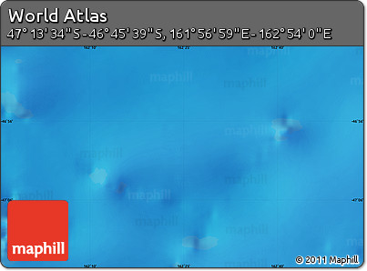 Physical Map of the Area around 46° 59' 36" S, 162° 25' 30" E
