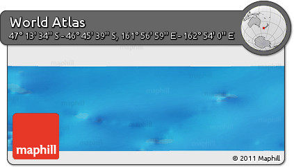 Physical Panoramic Map of the Area around 46° 59' 36" S, 162° 25' 30" E