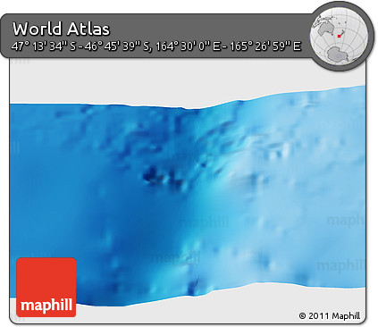 Physical 3D Map of the Area around 46° 59' 36" S, 164° 58' 29" E