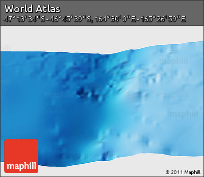 Physical 3D Map of the Area around 46° 59' 36" S, 164° 58' 29" E