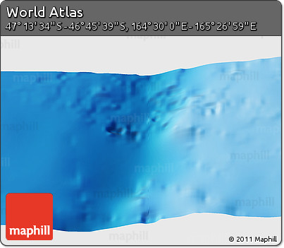 Physical 3D Map of the Area around 46° 59' 36" S, 164° 58' 29" E