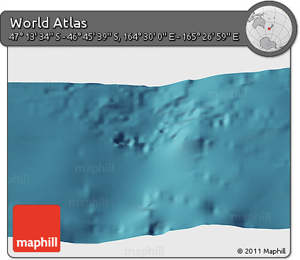 Satellite 3D Map of the Area around 46° 59' 36" S, 164° 58' 29" E