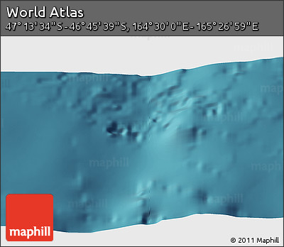 Satellite 3D Map of the Area around 46° 59' 36" S, 164° 58' 29" E