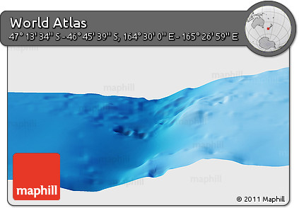 Physical Panoramic Map of the Area around 46° 59' 36" S, 164° 58' 29" E