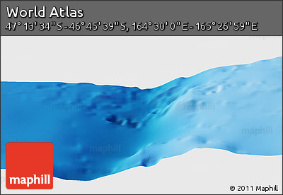 Physical Panoramic Map of the Area around 46° 59' 36" S, 164° 58' 29" E