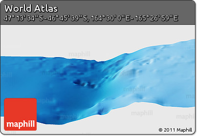 Physical Panoramic Map of the Area around 46° 59' 36" S, 164° 58' 29" E