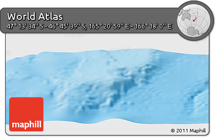 Physical Panoramic Map of the Area around 46° 59' 36" S, 165° 49' 29" E