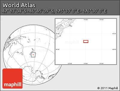 Blank Location Map of the Area around 46° 59' 36" S, 176° 1' 30" E
