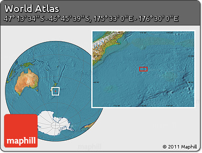 Satellite Location Map of the Area around 46° 59' 36" S, 176° 1' 30" E