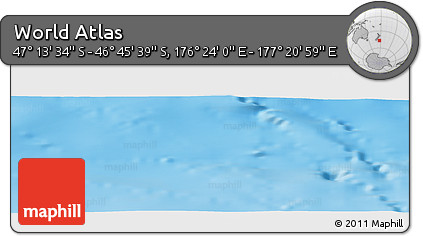 Shaded Relief Panoramic Map of the Area around 46° 59' 36" S, 176° 52' 30" E