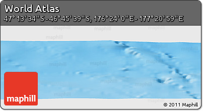 Shaded Relief Panoramic Map of the Area around 46° 59' 36" S, 176° 52' 30" E
