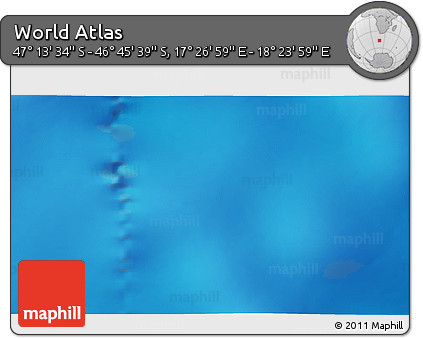 Physical 3D Map of the Area around 46° 59' 36" S, 17° 55' 29" E