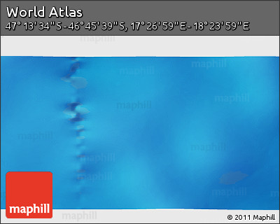 Physical 3D Map of the Area around 46° 59' 36" S, 17° 55' 29" E