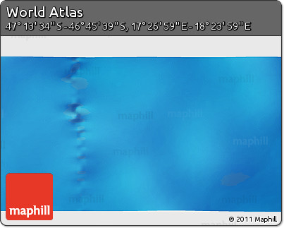 Physical 3D Map of the Area around 46° 59' 36" S, 17° 55' 29" E