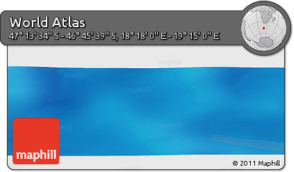 Physical Panoramic Map of the Area around 46° 59' 36" S, 18° 46' 29" E