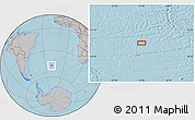 Gray Location Map of the area around 46° 59' 36" S, 19° 28' 30" W, hill shading