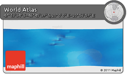 Physical Panoramic Map of the Area around 46° 59' 36" S, 20° 28' 30" E