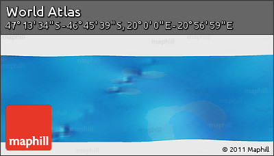 Physical Panoramic Map of the Area around 46° 59' 36" S, 20° 28' 30" E