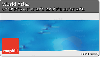 Physical Panoramic Map of the Area around 46° 59' 36" S, 20° 28' 30" E
