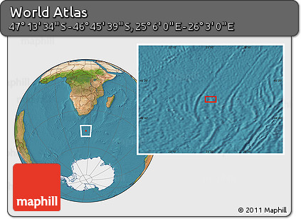 Satellite Location Map of the Area around 46° 59' 36" S, 25° 34' 30" E