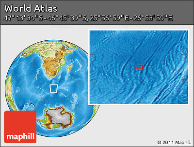 Physical Location Map of the Area around 46° 59' 36" S, 26° 25' 29" E