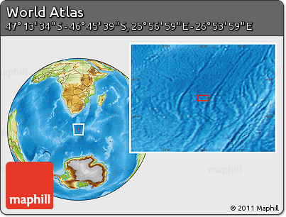 Physical Location Map of the Area around 46° 59' 36" S, 26° 25' 29" E