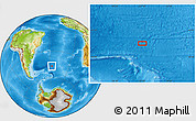 Physical Location Map of the area around 46° 59' 36" S, 27° 7' 30" W