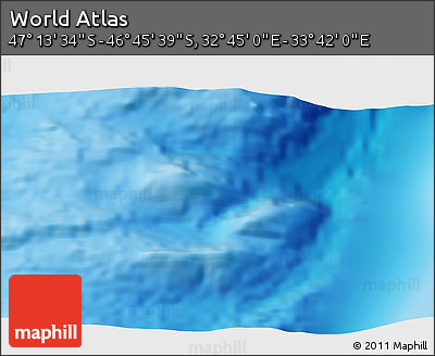 Physical 3D Map of the Area around 46° 59' 36" S, 33° 13' 30" E